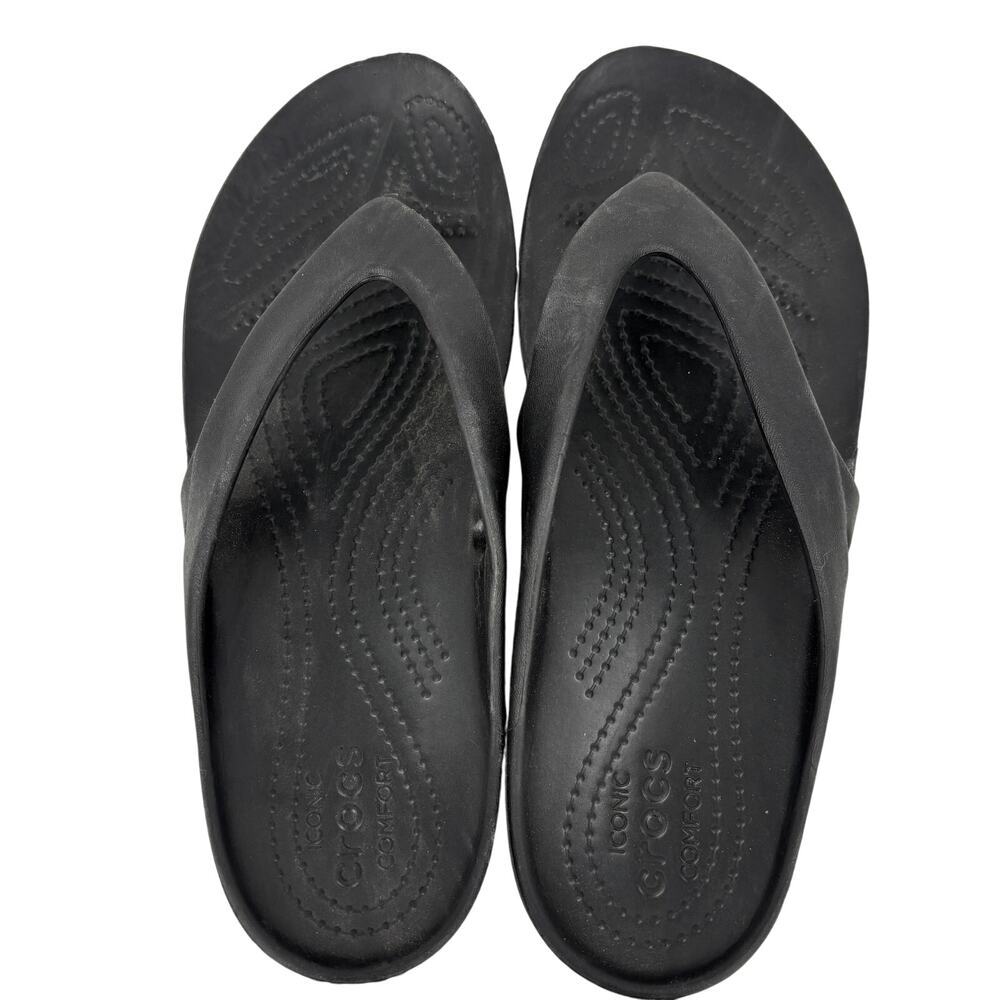 Crocs Kadee II Flip Flop Sandals Womens Size 9 Black Toe Post Thong Comfort